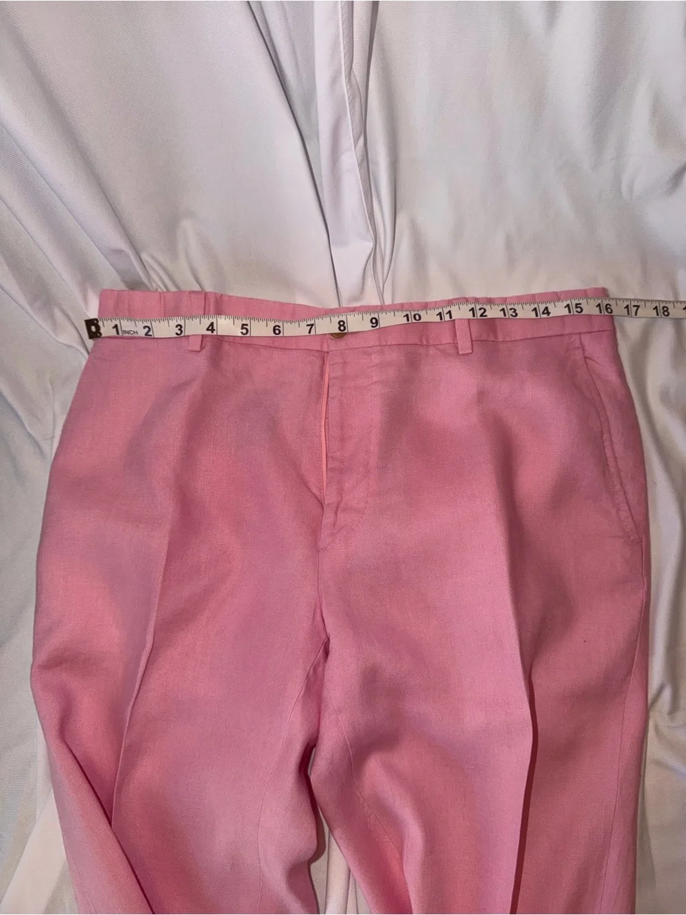 Ralph Lauren Purple Label Pink Straight-Leg Linen Dress Pants
